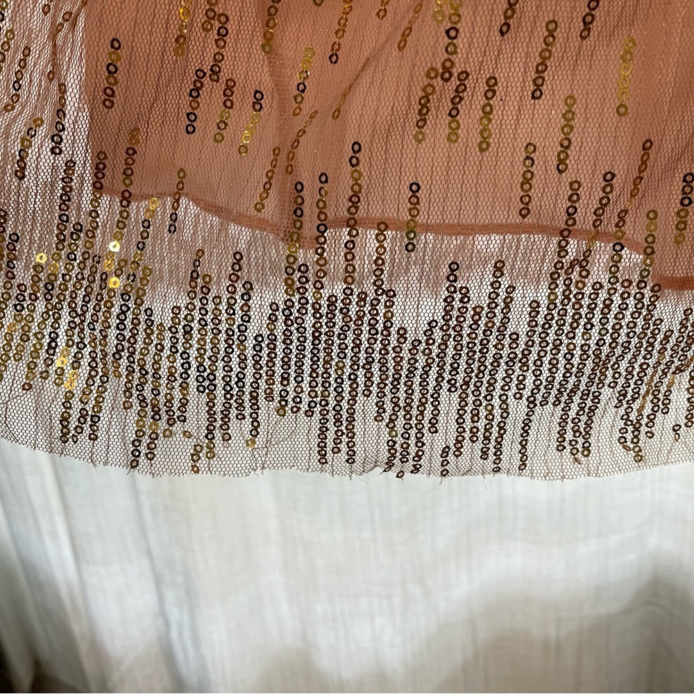 Adrianna Papell Strapless Long Formal Gown Blush and Gold Size 3/4 - Picture 14 of 14